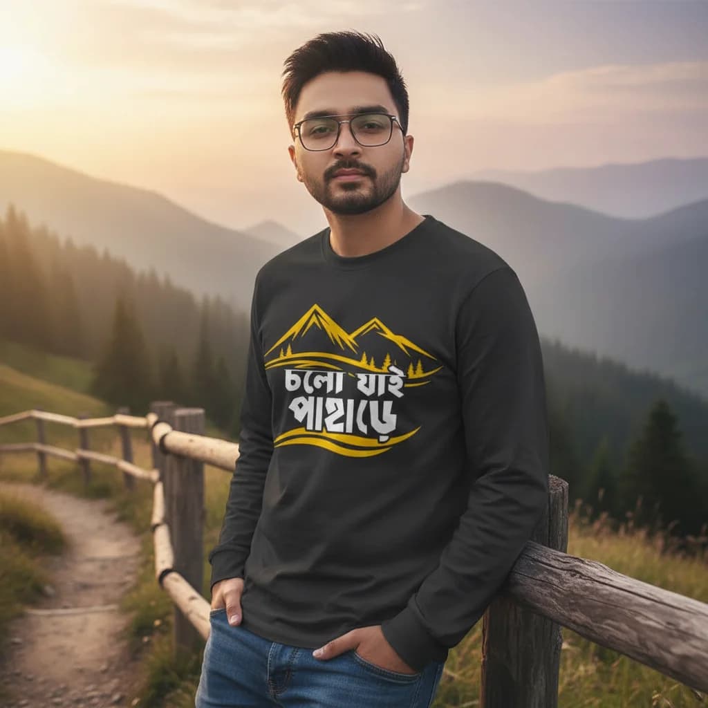 Cholo Jai Pahare (Full Sleeve) - Bengali Travel T-Shirt